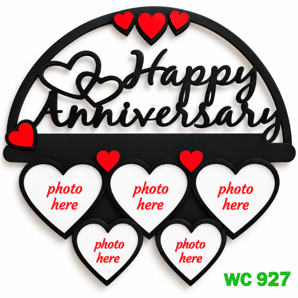 Personalized 5 Photo Wall Hanging Frame – Happy Anniversary Photo Collage